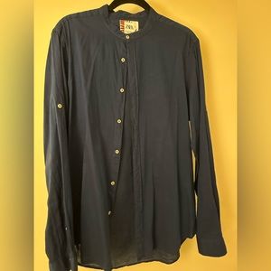 Great condition navy Zara men’s L band collar button-down
